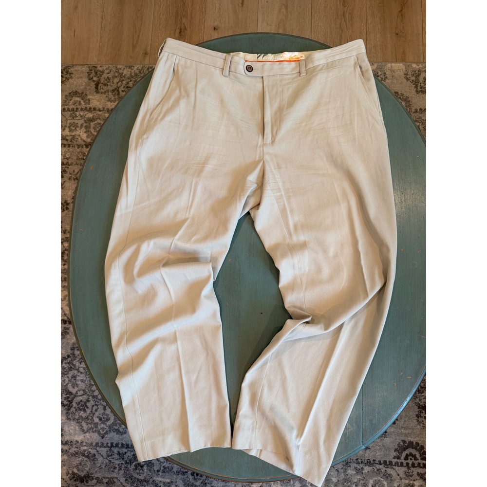 Tommy Bahama Mens 38x30 Silk Cotton Blend‎ Khaki Pants Flat Front Straight Leg